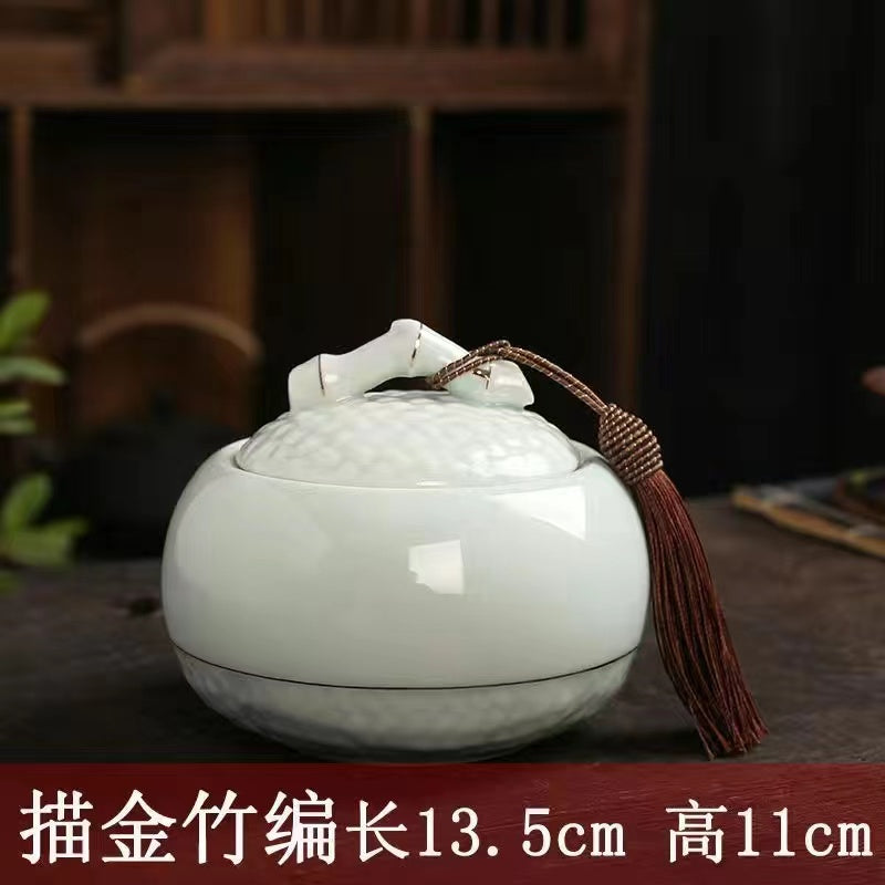 Ceramic sealed pot household moisture-proof pot storage pot tea Jar