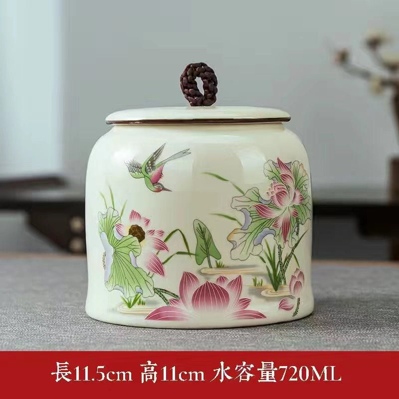 Ceramic sealed pot household moisture-proof pot storage pot tea Jar