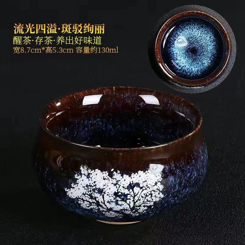 Ceramic high and low temperature thermochromic peach blossom cup