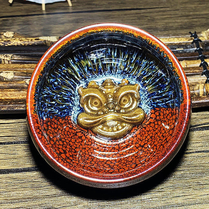Master Collection-----Van Gogh two color 3D lion Tea cup (M238)