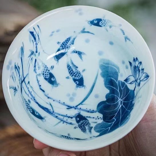 Jingdezhen blue and white porcelain hand-painted landscape tea cup