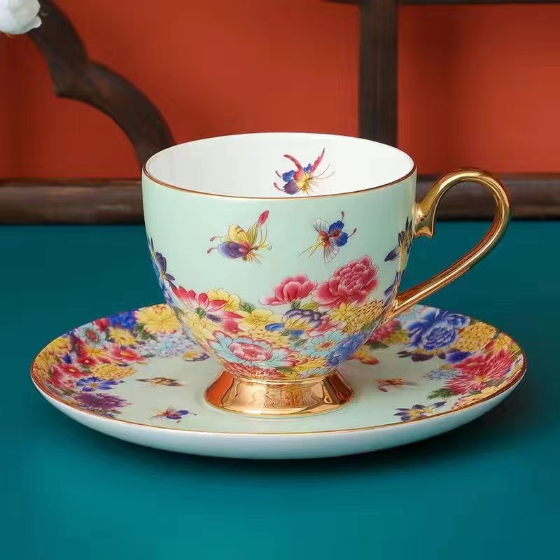 Enamel butterfly coffee cup Tea cup