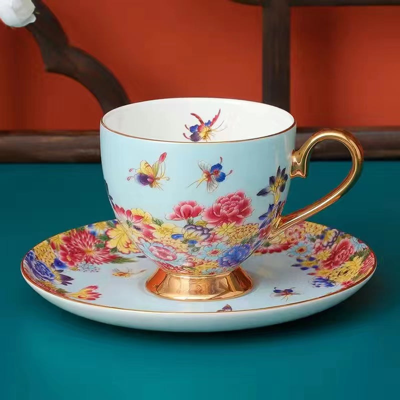 Enamel butterfly coffee cup Tea cup