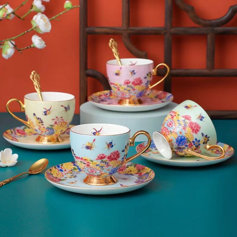 Enamel butterfly coffee cup Tea cup