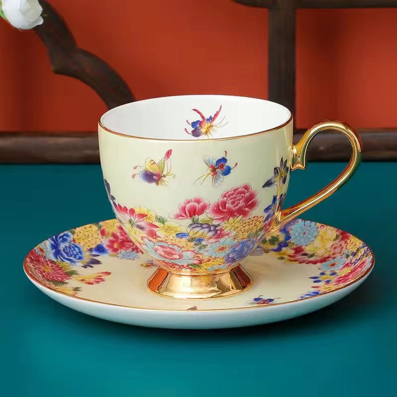 Enamel butterfly coffee cup Tea cup