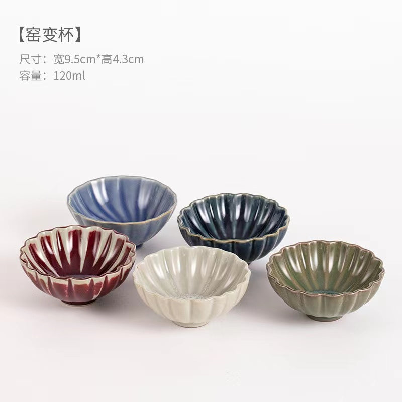 Five Color Petal Jun Kiln Teacup Set