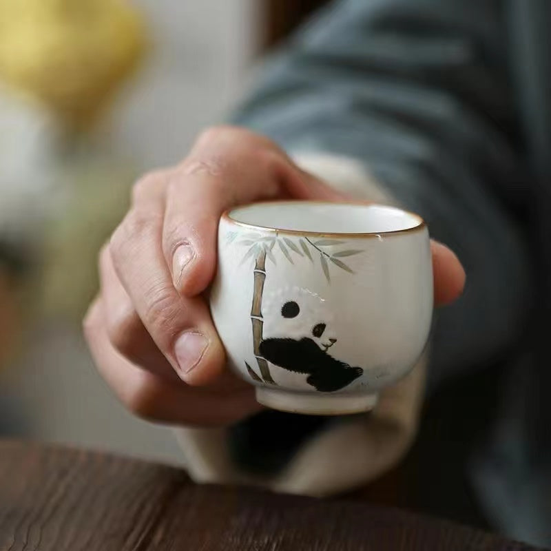 High end hand-painted panda Tea cup