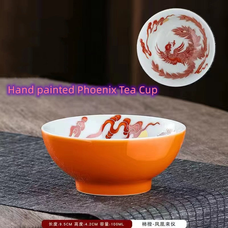 Hand painted dragon and phoenix Teacup