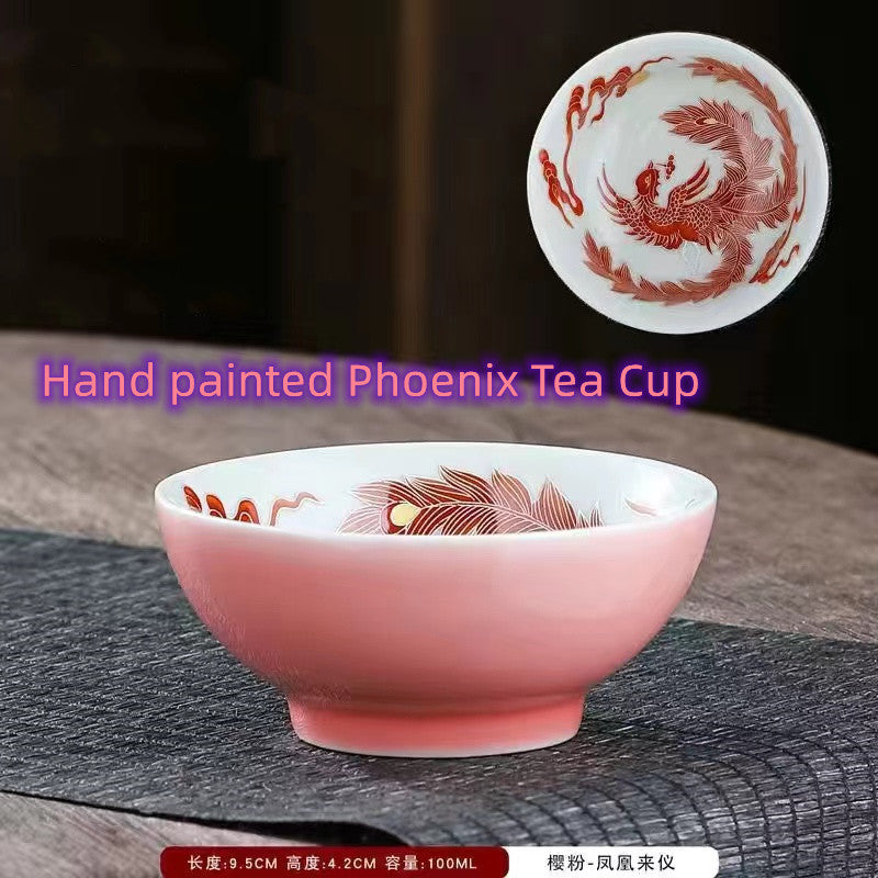 Hand painted dragon and phoenix Teacup