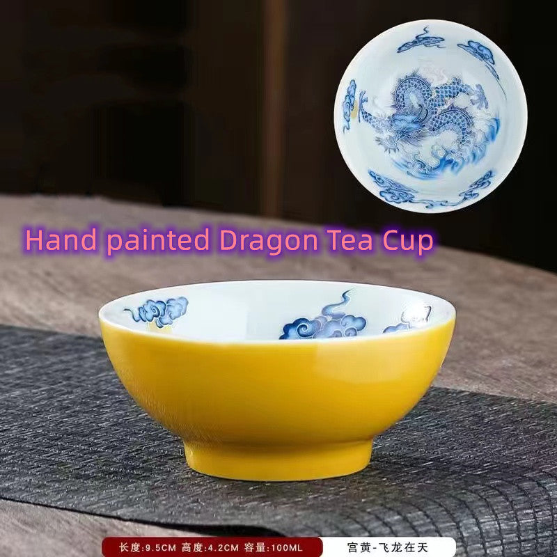 Hand painted dragon and phoenix Teacup