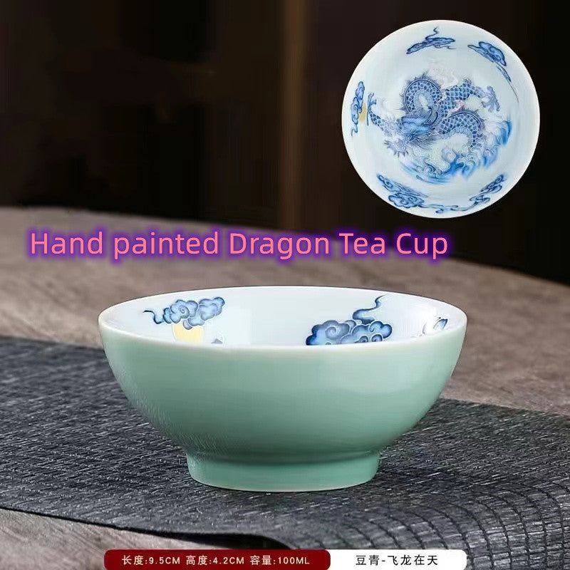 Hand painted dragon and phoenix Teacup