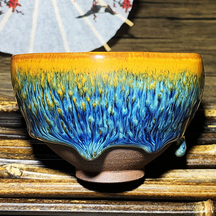 Master Collection----Different Shape Van Gogh Blue PeacockTea cup /Gongdao cup  (M264)