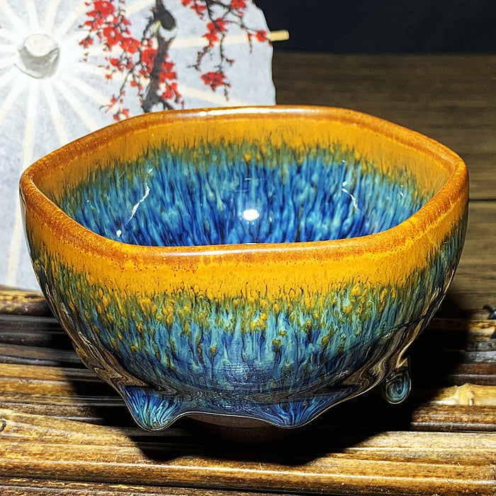 Master Collection----Different Shape Van Gogh Blue PeacockTea cup /Gongdao cup  (M264)