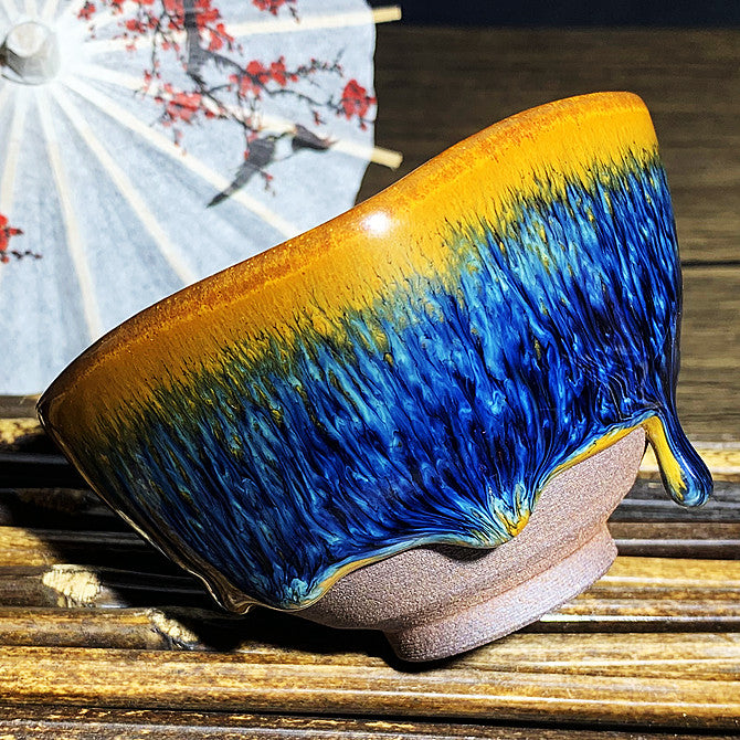 Master Collection----Different Shape Van Gogh Blue PeacockTea cup /Gongdao cup  (M264)