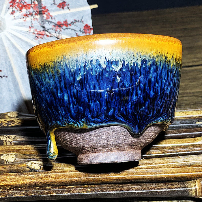 Master Collection----Different Shape Van Gogh Blue PeacockTea cup /Gongdao cup  (M264)