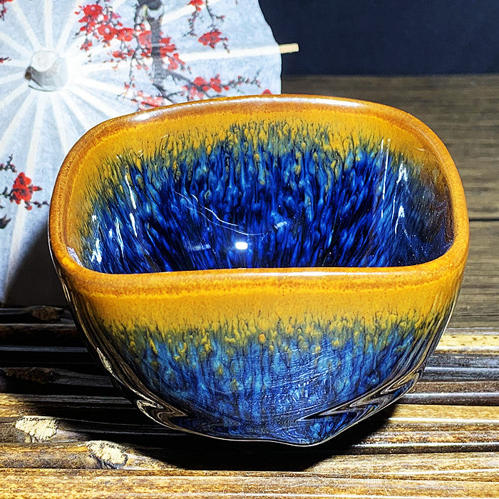 Master Collection----Different Shape Van Gogh Blue PeacockTea cup /Gongdao cup  (M264)