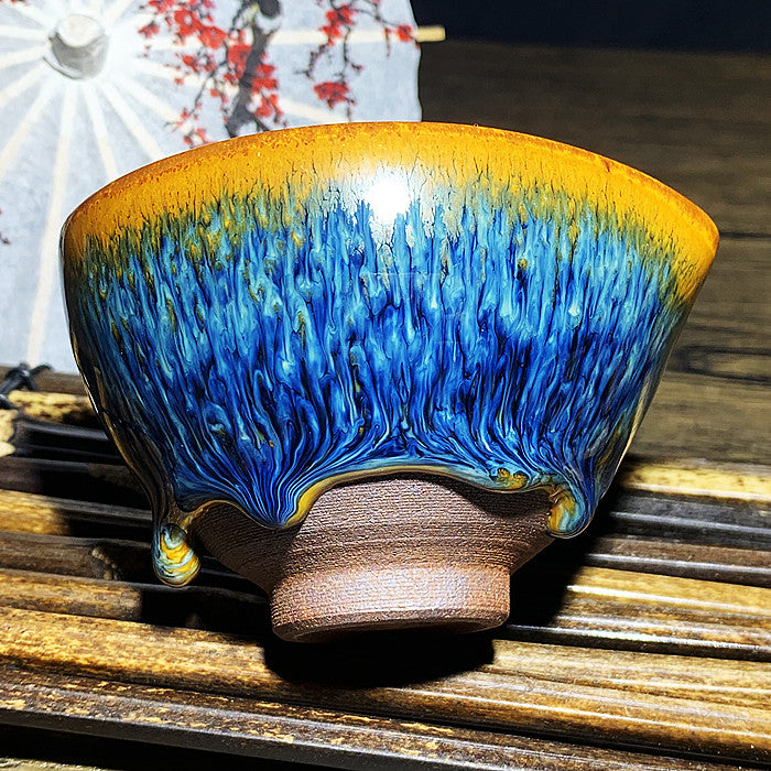 Master Collection----Different Shape Van Gogh Blue PeacockTea cup /Gongdao cup  (M264)