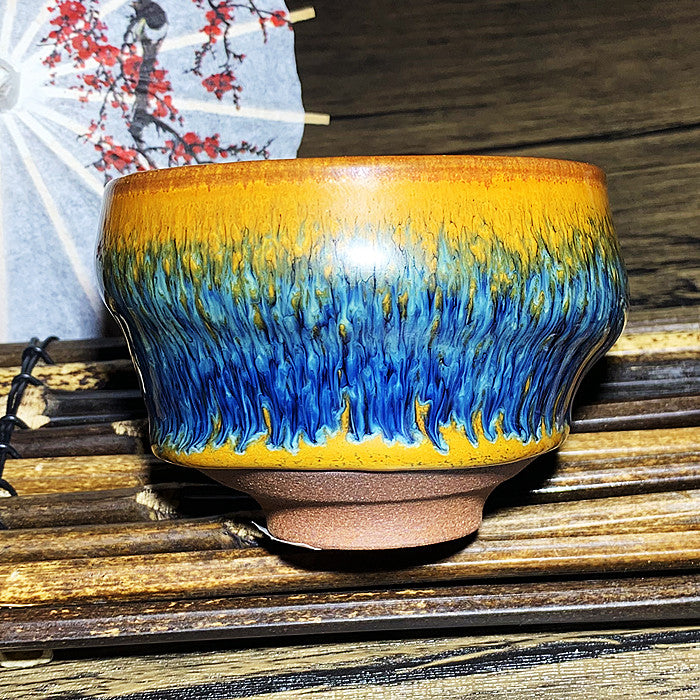 Master Collection----Different Shape Van Gogh Blue PeacockTea cup /Gongdao cup  (M264)