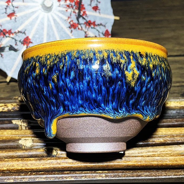 Master Collection----Different Shape Van Gogh Blue PeacockTea cup /Gongdao cup  (M264)