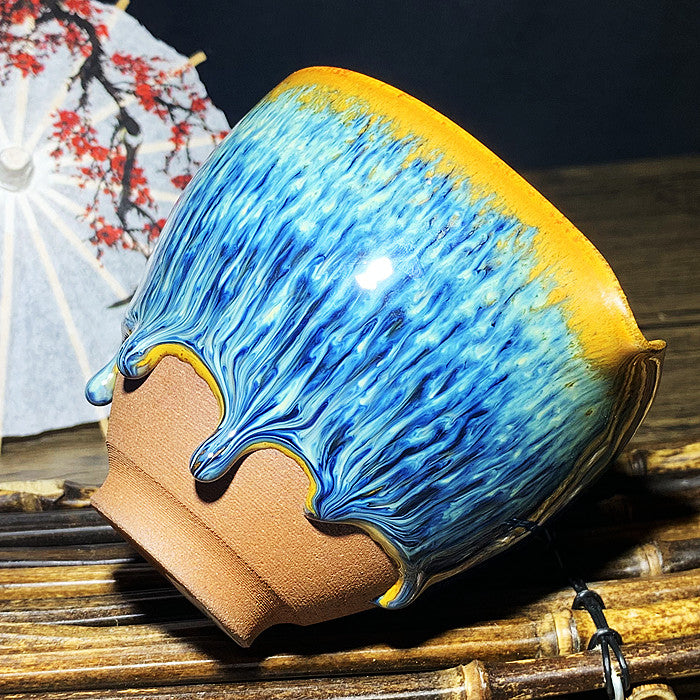 Master Collection----Different Shape Van Gogh Blue PeacockTea cup /Gongdao cup  (M264)