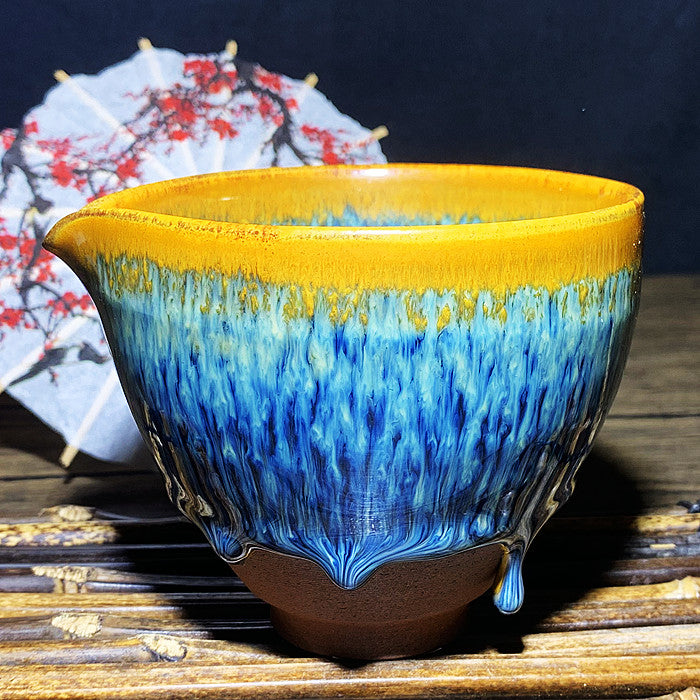 Master Collection----Different Shape Van Gogh Blue PeacockTea cup /Gongdao cup  (M264)