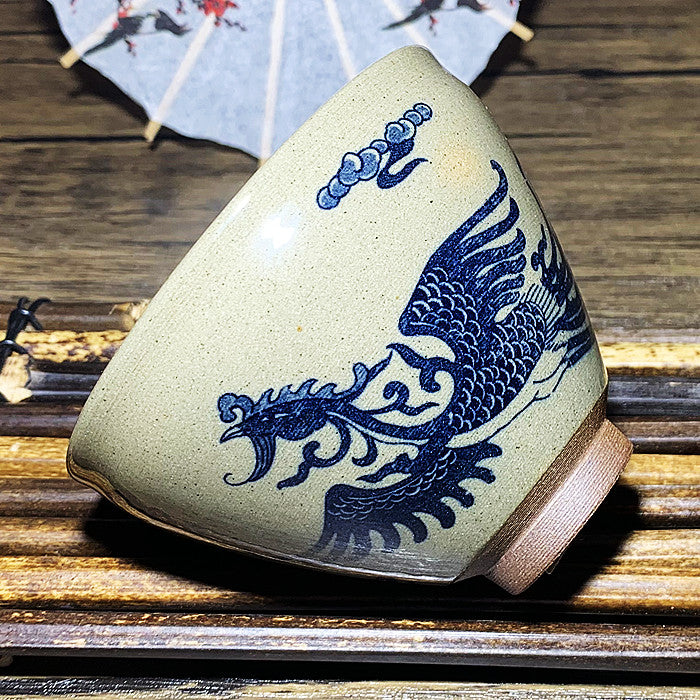 Master Collection--Woodfired The Journey of a Legendary Landscape Painting Dragon and Phoenix TeaCup  (M258)