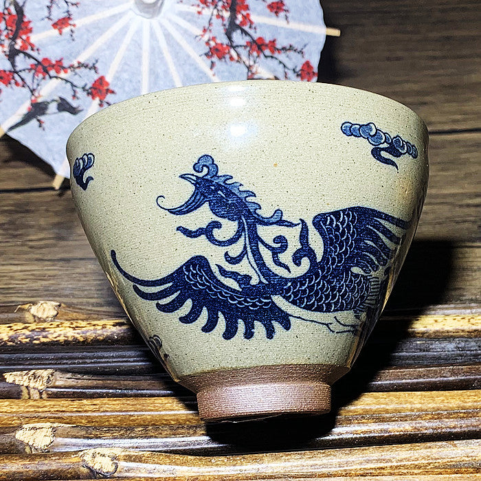 Master Collection--Woodfired The Journey of a Legendary Landscape Painting Dragon and Phoenix TeaCup  (M258)