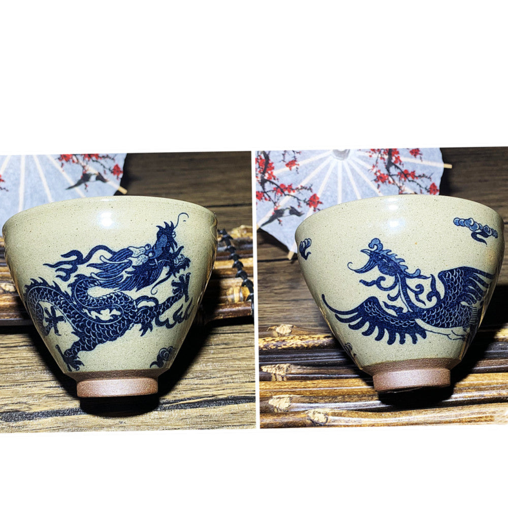 Master Collection--Woodfired The Journey of a Legendary Landscape Painting Dragon and Phoenix TeaCup  (M258)