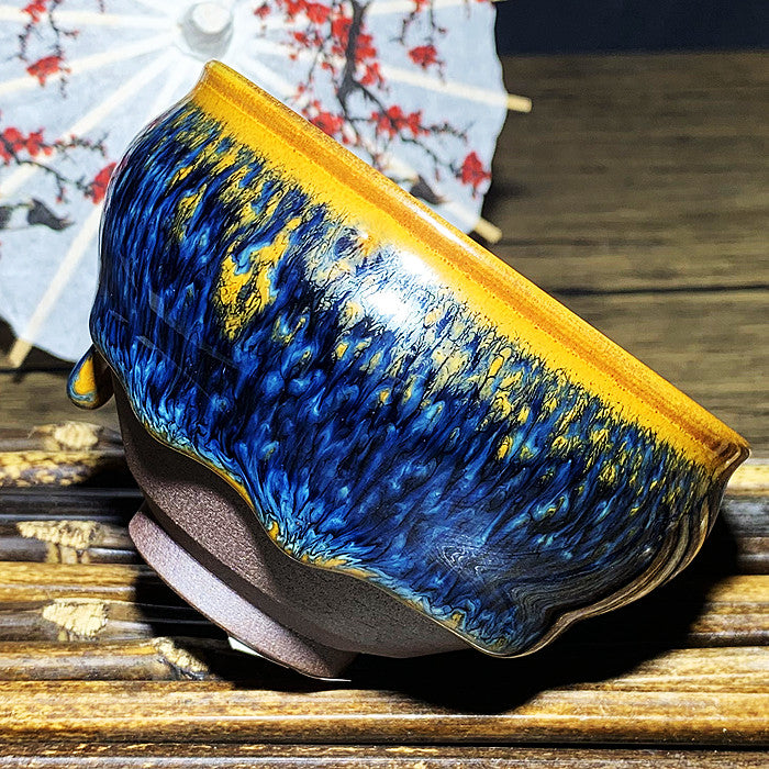 Master Collection----Different Shape Van Gogh Blue PeacockTea cup /Gongdao cup  (M264)