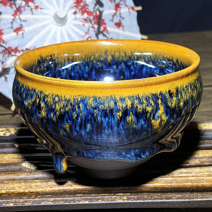 Master Collection----Different Shape Van Gogh Blue PeacockTea cup /Gongdao cup  (M264)