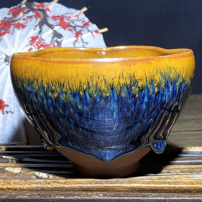 Master Collection----Different Shape Van Gogh Blue PeacockTea cup /Gongdao cup  (M264)