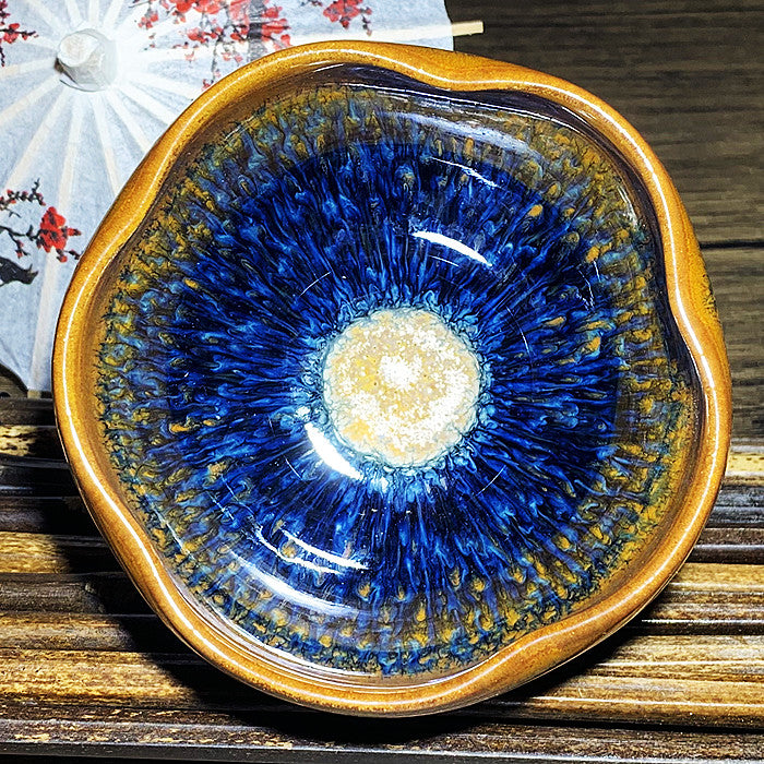 Master Collection----Different Shape Van Gogh Blue PeacockTea cup /Gongdao cup  (M264)