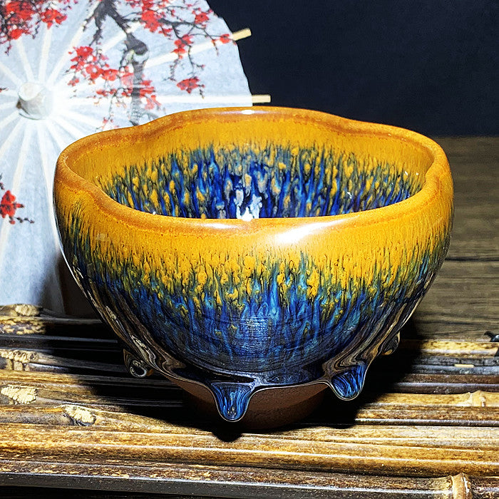 Master Collection----Different Shape Van Gogh Blue PeacockTea cup /Gongdao cup  (M264)