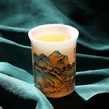 Load image into Gallery viewer, Thousands of miles of rivers and mountains Sheep fat jade Tea cup
