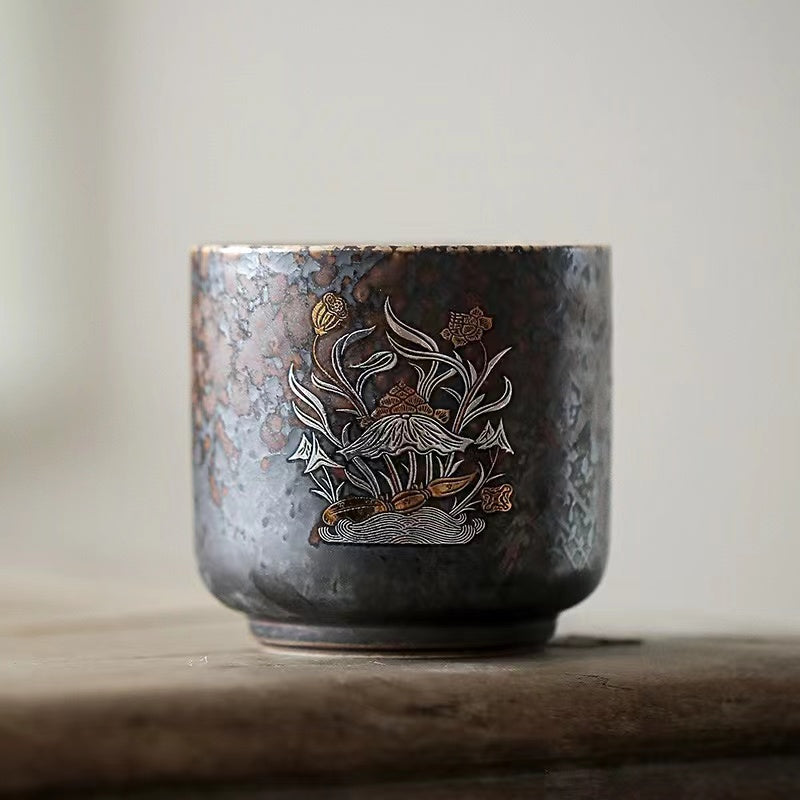 Firewood fired antique rust glaze Tea cup