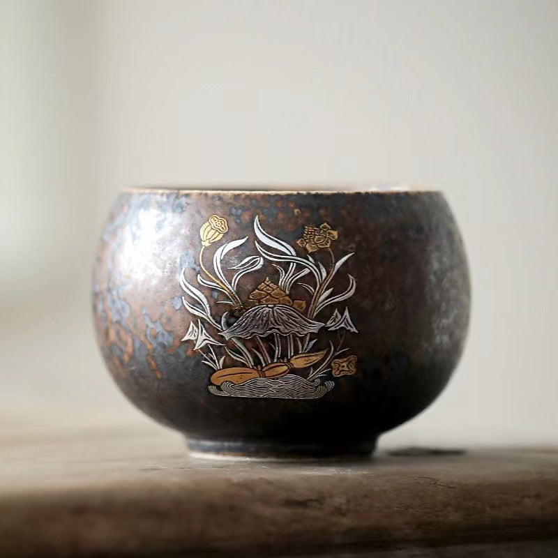 Firewood fired antique rust glaze Tea cup