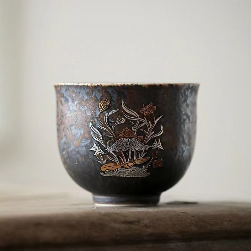 Firewood fired antique rust glaze Tea cup