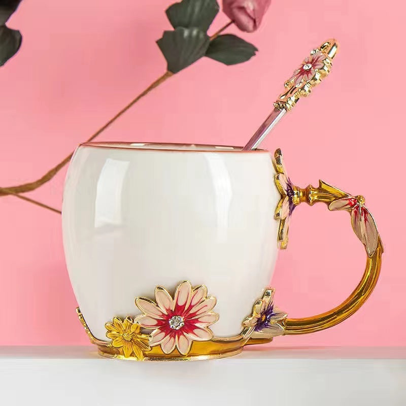 Daisy enamel Tea cup