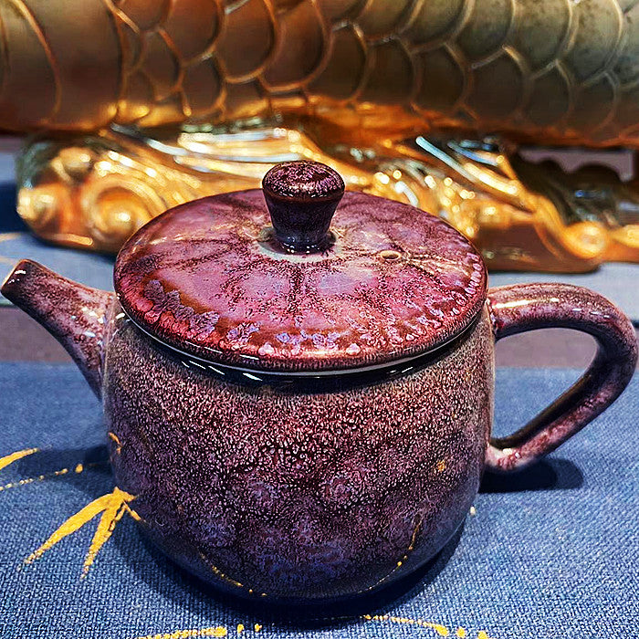 Master Collection---- High end woodfire hundreds mountain change to purple Teapot  (M272)