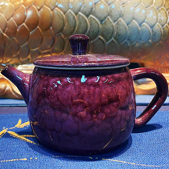 Master Collection---- High end woodfire hundreds mountain change to purple Teapot  (M272)