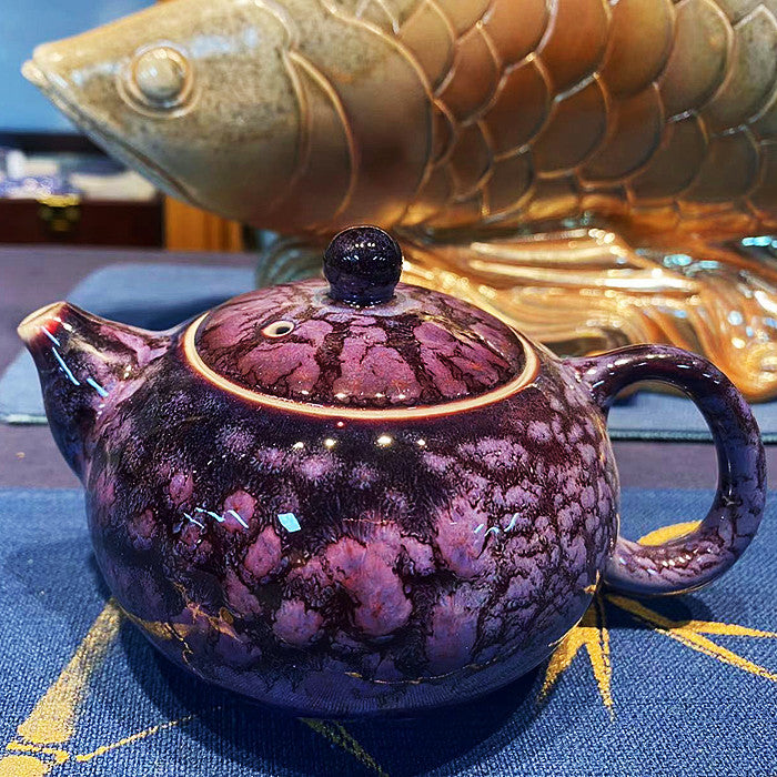 Master Collection---- High end woodfire hundreds mountain change to purple Teapot  (M272)