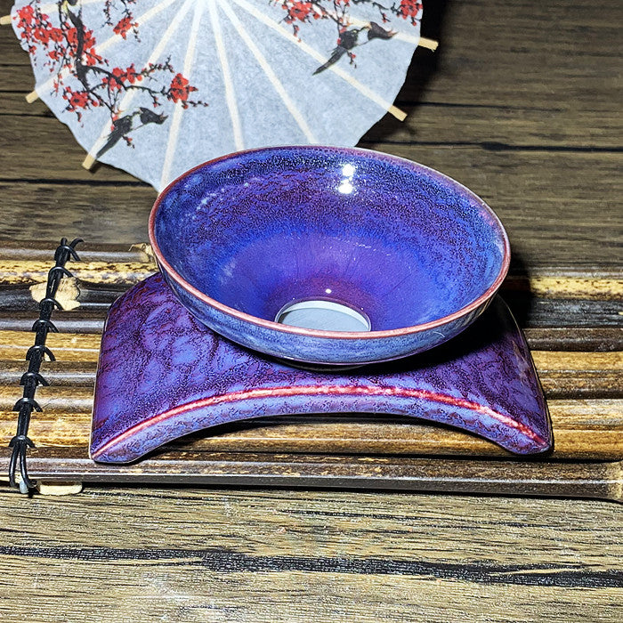 Master Collection---- High end woodfire hundreds mountain change to purple teacup set (M273)