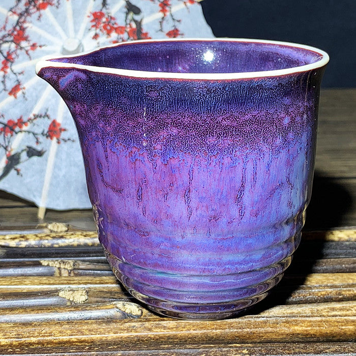 Master Collection---- High end woodfire hundreds mountain change to purple teacup set (M273)