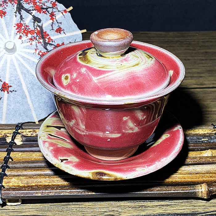 Jianzhan pink lidded bowl/Tea cup