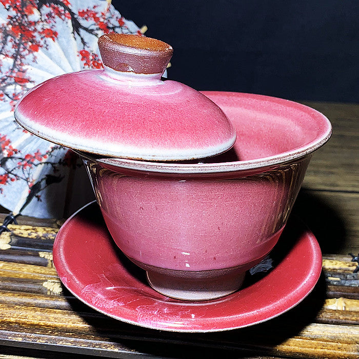 Jianzhan pink lidded bowl/Tea cup