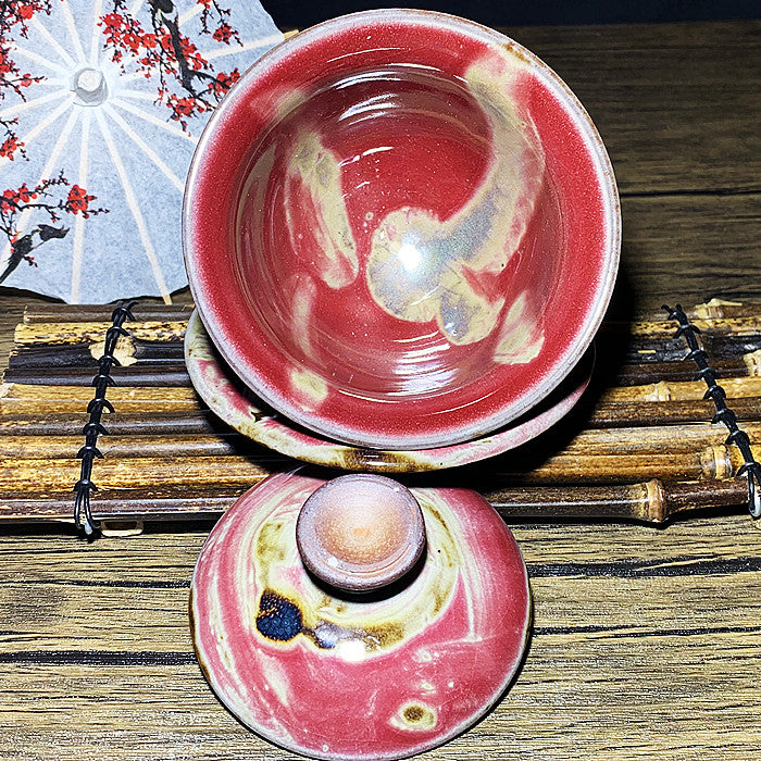 Jianzhan pink lidded bowl/Tea cup