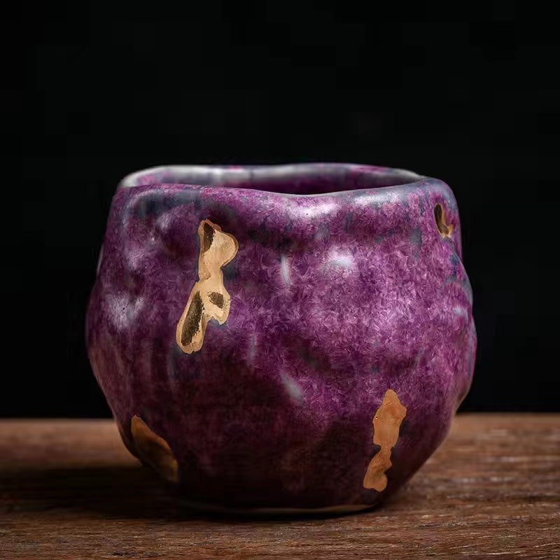 Shino Yaki Purple Golden Teacup