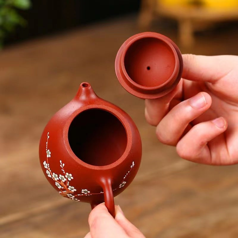 Purple Clay Dahongpao Plum Blossom Dragon Egg Teapot