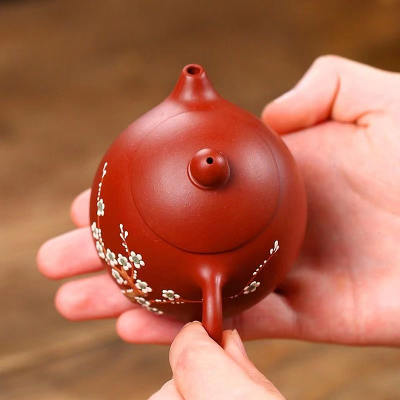 Purple Clay Dahongpao Plum Blossom Dragon Egg Teapot