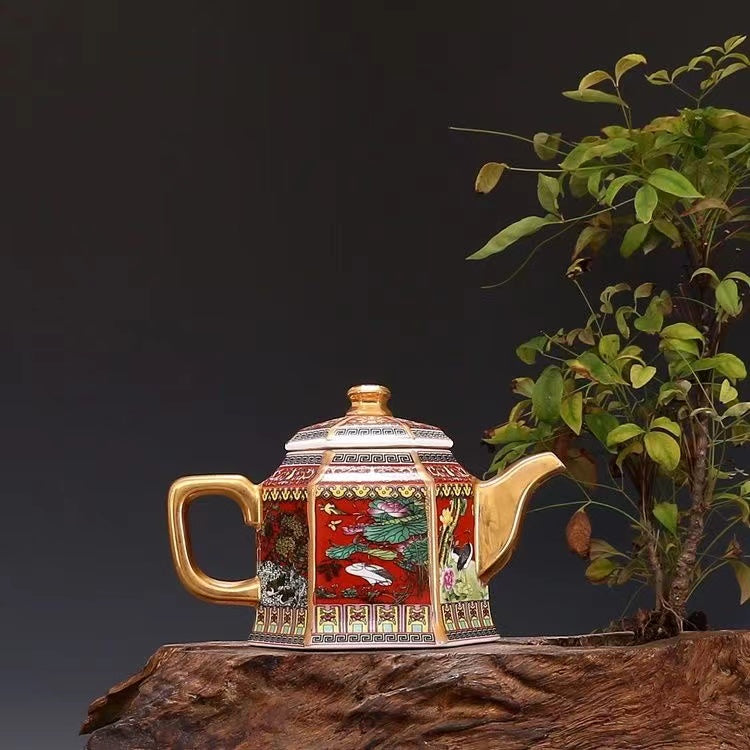 Enamel gilt kungfu Teapot